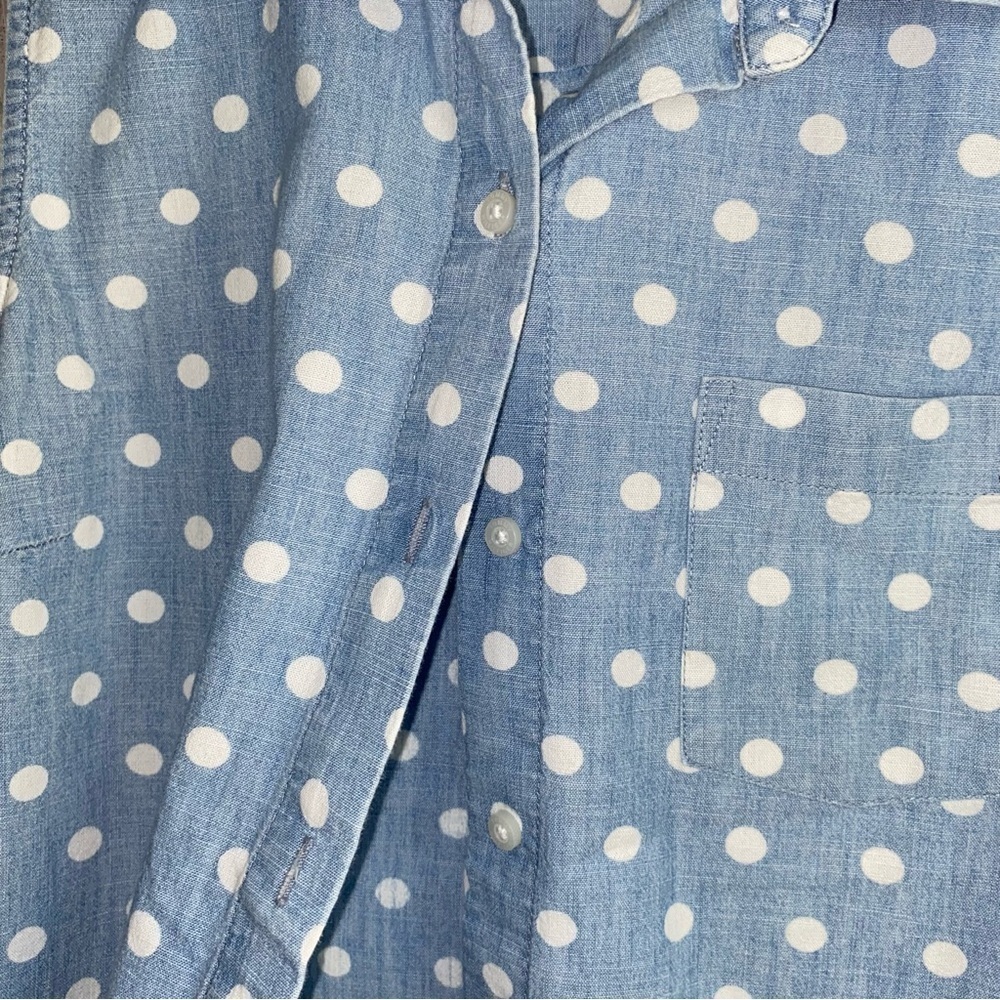 Tommy Hilfiger Denim Polka Dot Sleeveless Button Down - Picture 3 of 5